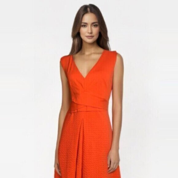 Anthropologie HD In Paris Orange Sleeveless Knee Length A Line Dress - Picture 17 of 17
